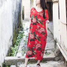 Для женщин летнее платье макси модный принт Винтаж Длинное Платье Халаты женские матерчатый жилет, открытые платья без рукавов Свободные Повседневные платья