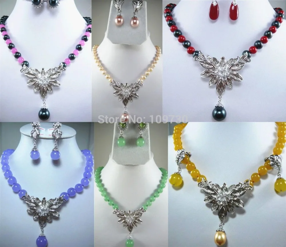 

Jewelry 00850 fine green/purple/yellow/red jade pink/black pearl necklace pendant can choose (A0516)
