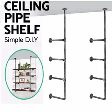 Industrial Retro Wall Mount Iron Pipe Shelf Hung Bracket Diy Storage Shelving Bookshelf A pair of packages