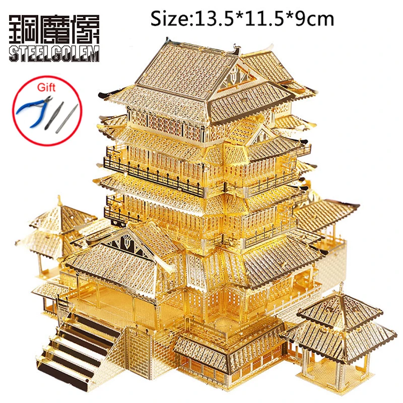 

3D Metal Puzzles Model Tengwang Pavilion Famous Building DIY Kits Jigsaw Adult Kids Educational Toys Collection Christmas Gifts