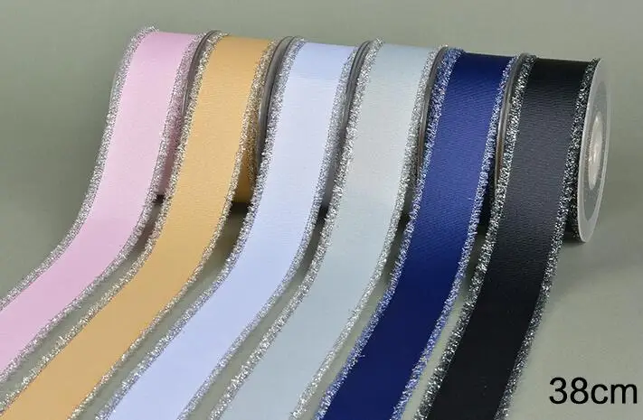 

38mm1-1/2" Silver Purl Fringe Ribbon double face Grosgrain polyester ribbon Garment Accessories Gift packaging diy craft26664-38