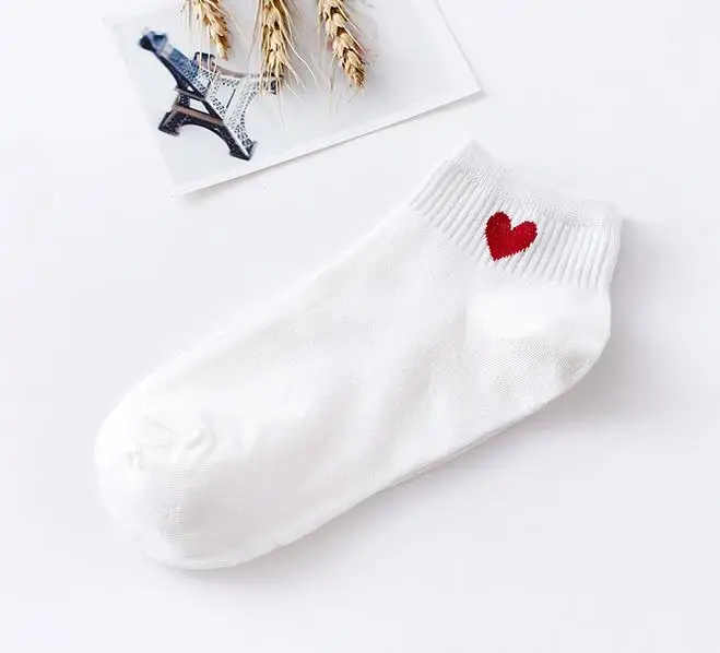 Женские носки из хлопка, женские повседневные короткие носки с сердечками, милые женские дешевые носки хорошего качества S16