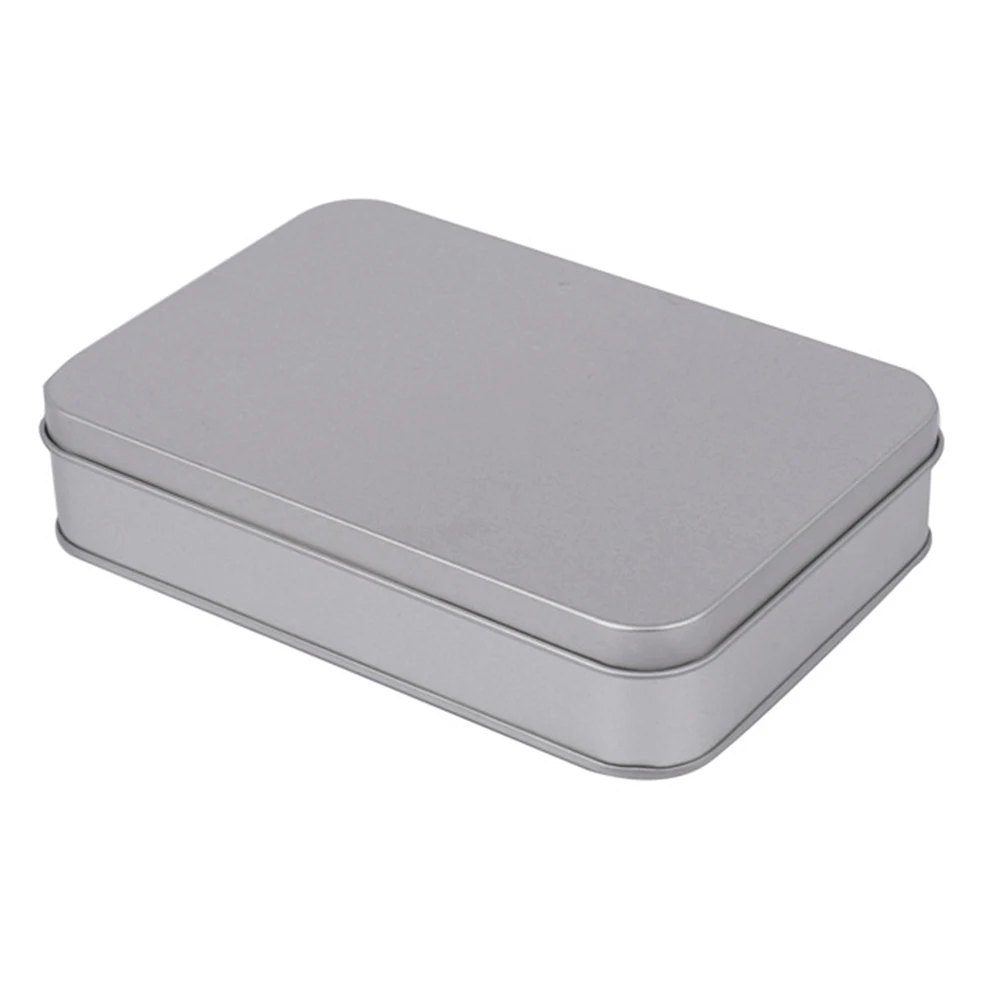 

Hot 1pcs 160*110*35mm Metal Tin Rectangle Storage Box Case Organizer Small Items Coin Key Photos Container Storage Box Silver