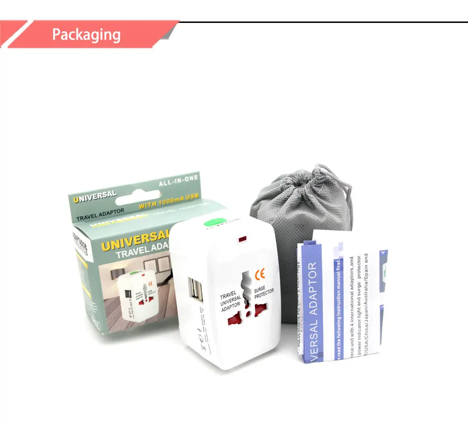 Dual USB Charging Port All in One Universal Worldwide Convenient Travel Charger Power UK AU US EU Plug Adapter With Packaging (14)