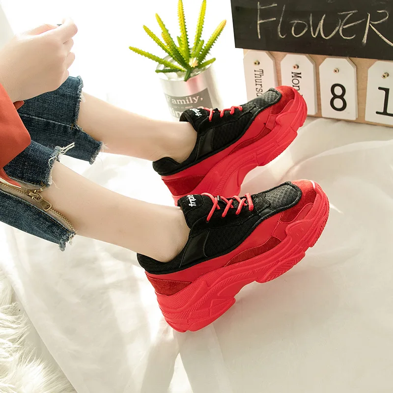 

2018 England retro color matching wild leisure college wind thick bottom platform shoes net red explosion models women's shoes.