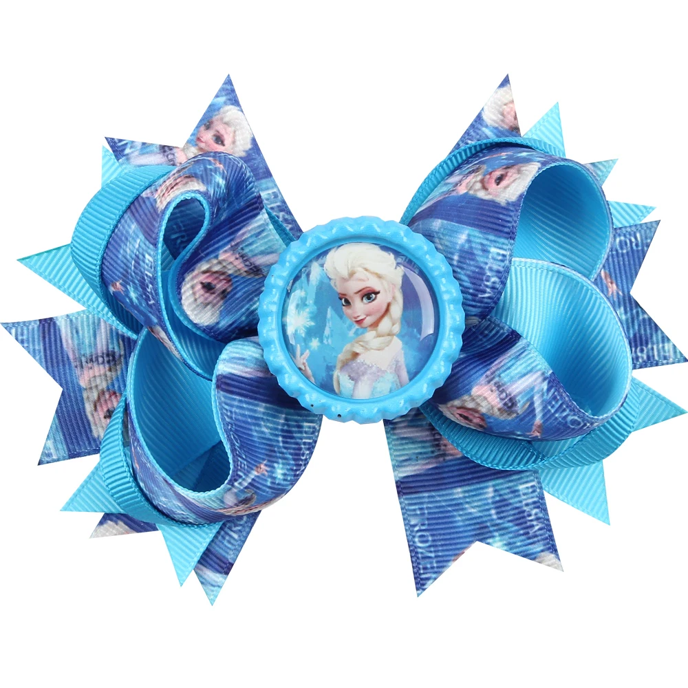

JRFSD 10 Colors Hair Clip Headband Princess Elsa Anna Ribbon With Alligator Kids Hair Bands Hair Accessories H020