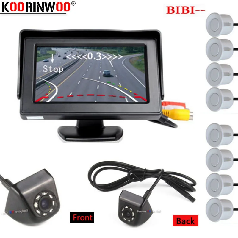 Koorinwoo Dynamic Trajectory Car Parking Sensor 8 Probes Alarm CCD Front font b Camera b font