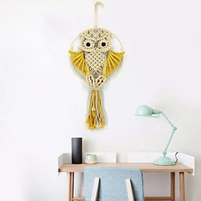 Macrame Wall Hanging Art Owl Woven Tapestry macrame wall hanging Home Decor Apartment Dorm Room Decoration