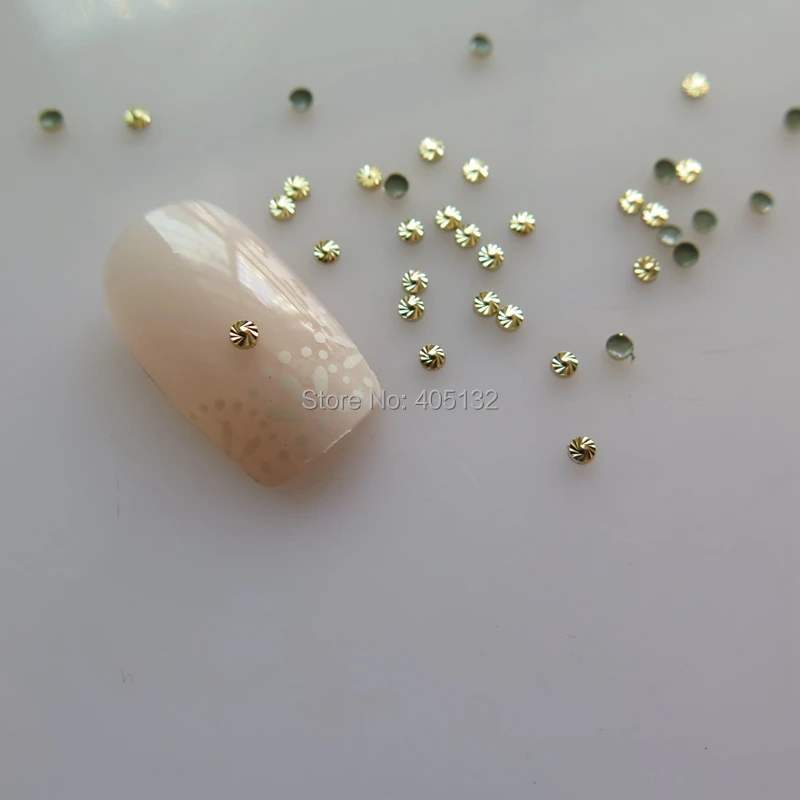 

NS-06 3D 200pcs/bag High Quality 2MM Gold Metal Stud Metal Nail Art Decoration