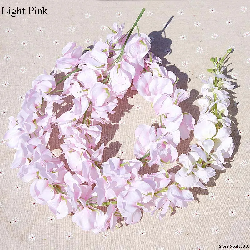 120cm Long Wisteria vine Rattan flowers for Wedding Arch party decoration white Vine Artificial flowers flores Garland Wreath 120cm Long Wisteria vine Rattan flowers for Wedding Arch party decoration white Vine Artificial flowers flores Garland Wreath