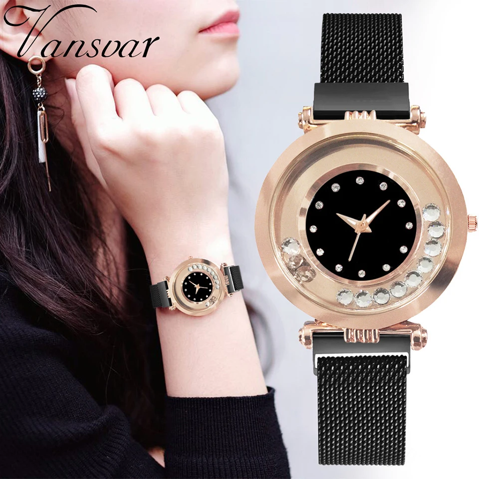 

Luxury Women Watches Mesh Ladies Clock Magnet Buckle Watch Diamond Casual Dress Quartz Wristwatch Waterproof relogios feminino