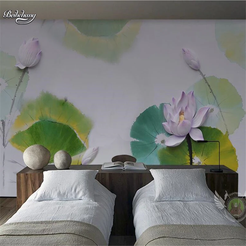 

wellyu New Chinese embossed mood lotus 3D TV backdrop custom large fresco nonwoven wallpaper papel de parede 3d