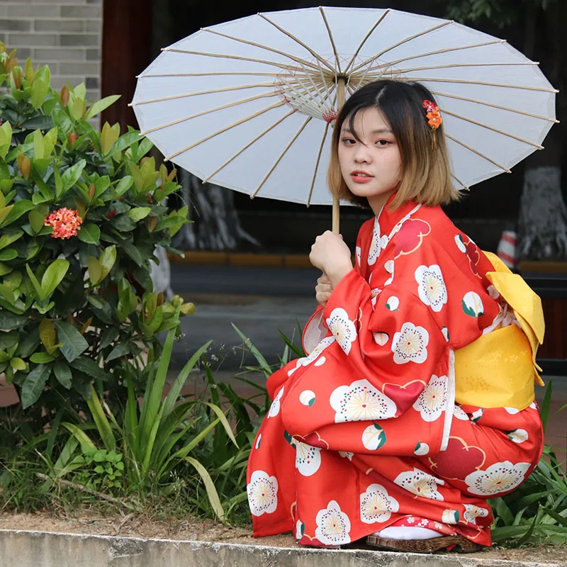

Lovely Print Girl Dress Gown Vintage Japanese Female Kimono Yukata Anime Cosplay Costume Elegant Stage Performance Clothes