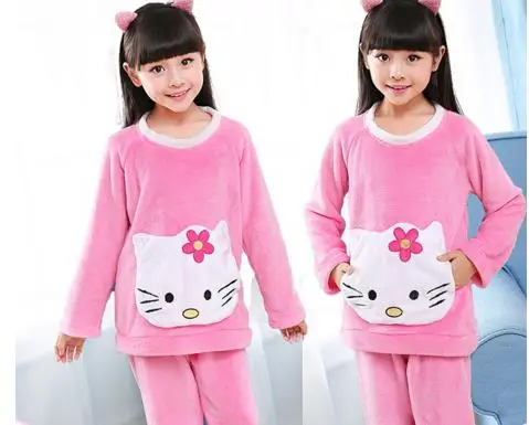 

2017 New Thickening girls Flannel Pajamas Set Arrival Baby Boys Warm nightwear Winter Cartoon Kids Pyjamas Children Sleepwear