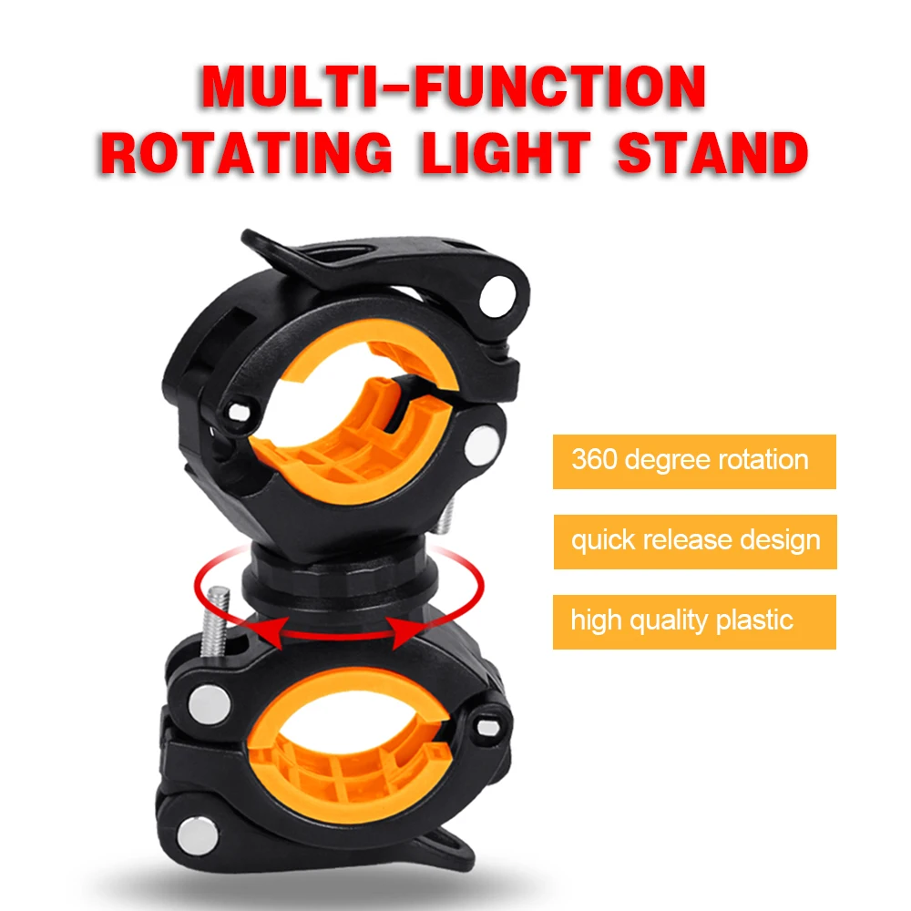 Велосипедный светильник, вращающийся на 360 °, кронштейн, зажим, фонарь, зажим, вспышка, светильник, зажим, двусторонний, с нескользящей резиновой прокладкой, запчасти для велосипеда