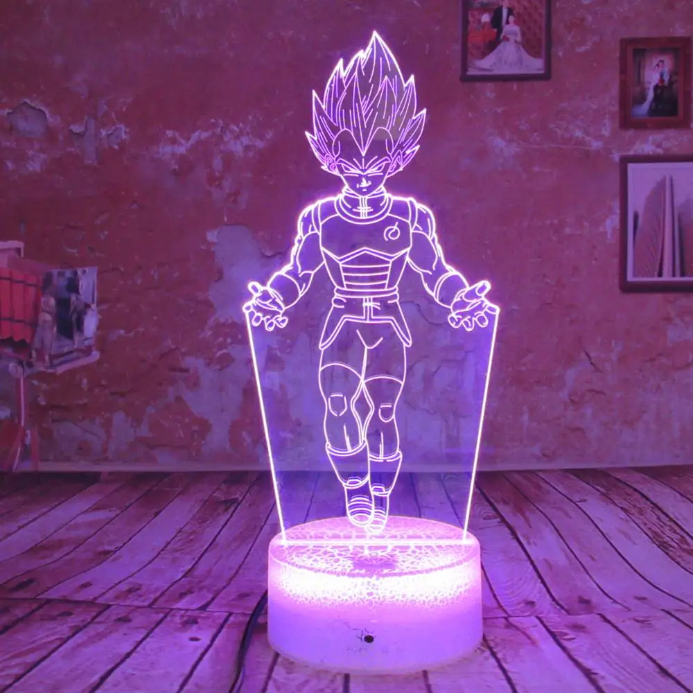 Dragon Ball Z Super Saiyan Goku 7 цветов Светодиодная лампа настольная с дистанционным