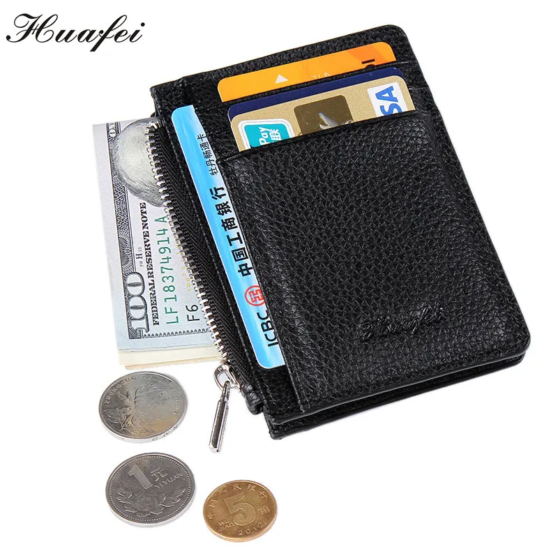  Huafei New Fashion Brand Wallet Men Wallet Ultrathin Mini Wallet Men Purse Zipper Coins Wallet Credit Card Holders Card Case 222 