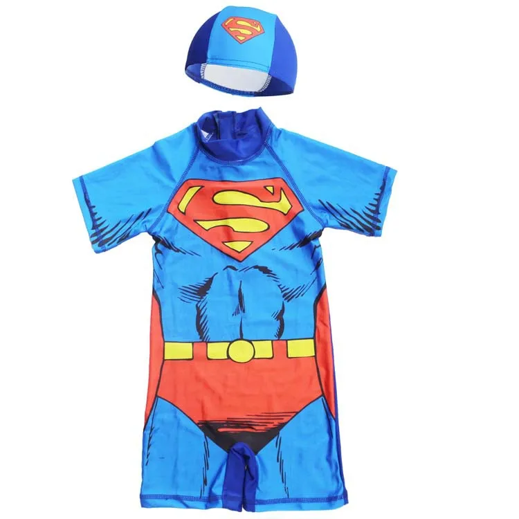 Детский купальный костюм, цельный купальный костюм для мальчиков, Миньоны, Бэтмен, купальный костюм для детей, Капитан Америка, спортивный костюм UPF50+ пляжная одежда, купальный костюм для малышей - Цвет: Superman