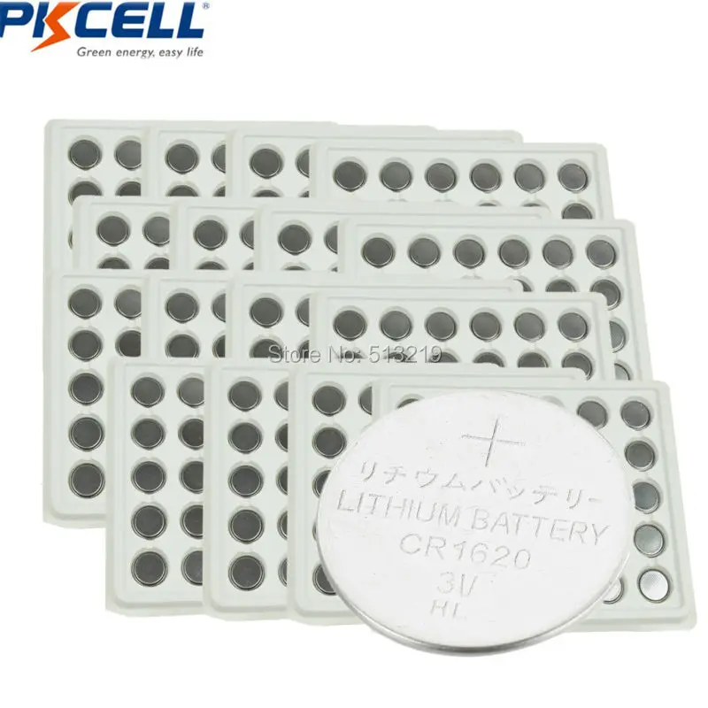 

480Pcs 16Tray Plate PKCELL CR1620 3V Lithium Battery BR1620 DL1620 ECR1620 CR 1620 Button Cell Batteries
