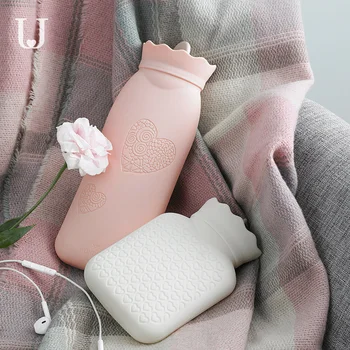 

Silicone Hot Water Bottle Portable Winter Microwave Heating Warm Water Pocket Hand Warmer 4 Colors With Cover Gift Box
