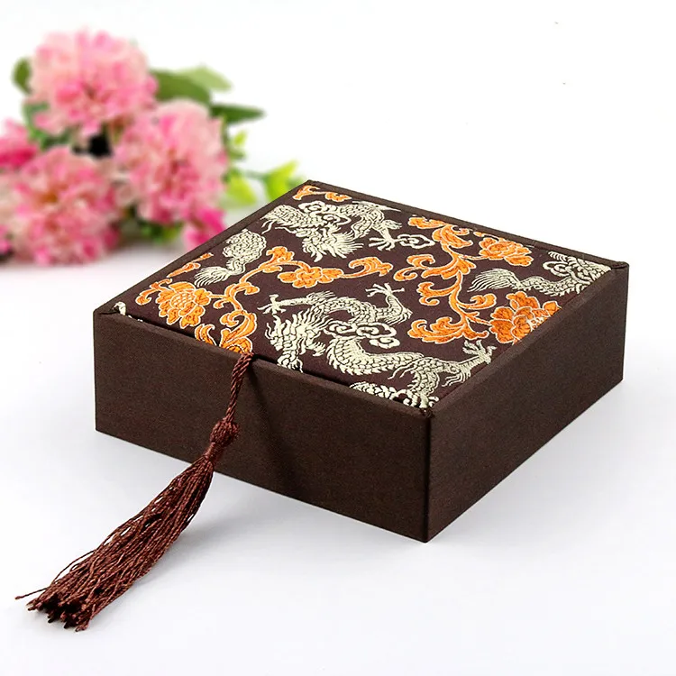 Tassel Square Chinese Silk Fabric Box Bangle Bracelet Gift ...
