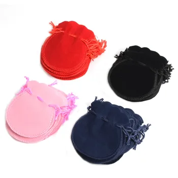 

100pcs 70*80mm Mix Colors Round Velvet Pouch Drawstring Jewelry Gift Bag Pouches,Party Xmas Birthday Packaging Wedding Gift bags