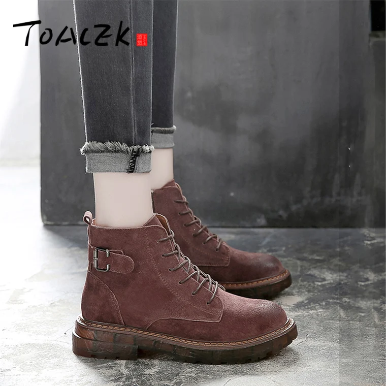 

New winter flat boots female British wind short boots side zipper casual women's boots