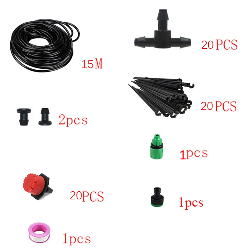 5 м~ 25 м система капельного орошения «сделай сам» автоматический полив садовый шланг микро-капельные садовые наборы для полива с регулируемыми капельницами - Цвет: 15M
