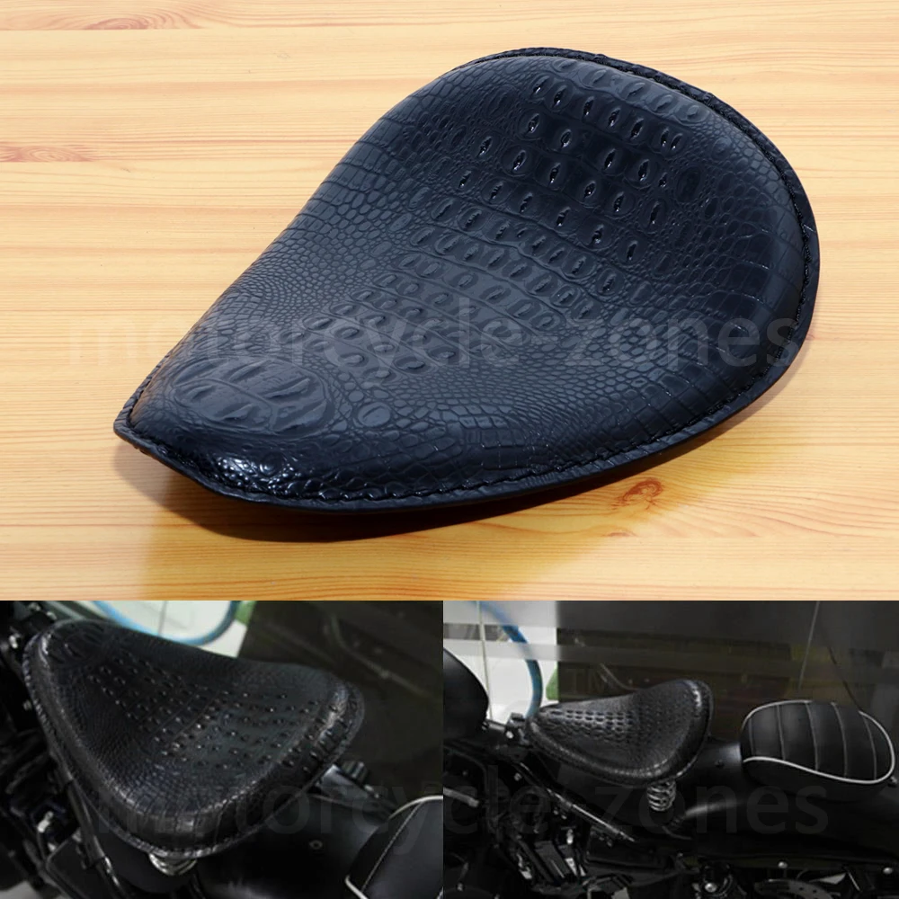 

Motorcycle Retro Black Crocodile Leather Style Solo Seat For Harley xl1200 883 48 72 Sportster Chopper Bobber Custom
