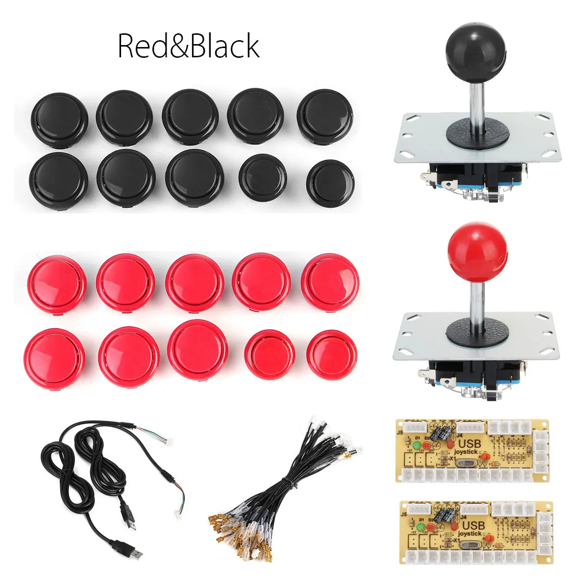 

Arcade Game DIY Joystick Kit With 20 MAME Push Bouton + 2 Joysticks + 2 USB Encoder Board For 2 Players Arcade Joystick DIY Kits