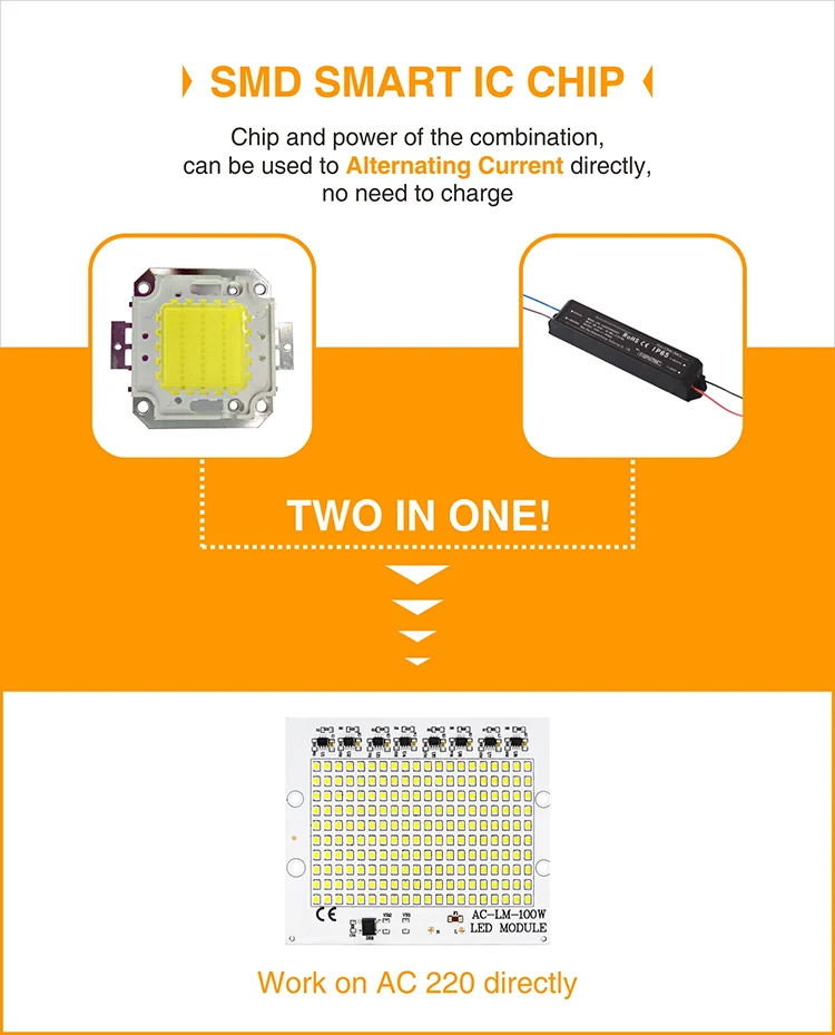 DIY светодиодный SMD чип лампа 10 Вт 20 Вт 30 Вт 50 Вт 100 Вт светильник-чип ac220в вход непосредственно Smart IC подходит для наружного светильник Холодный белый Теплый белый