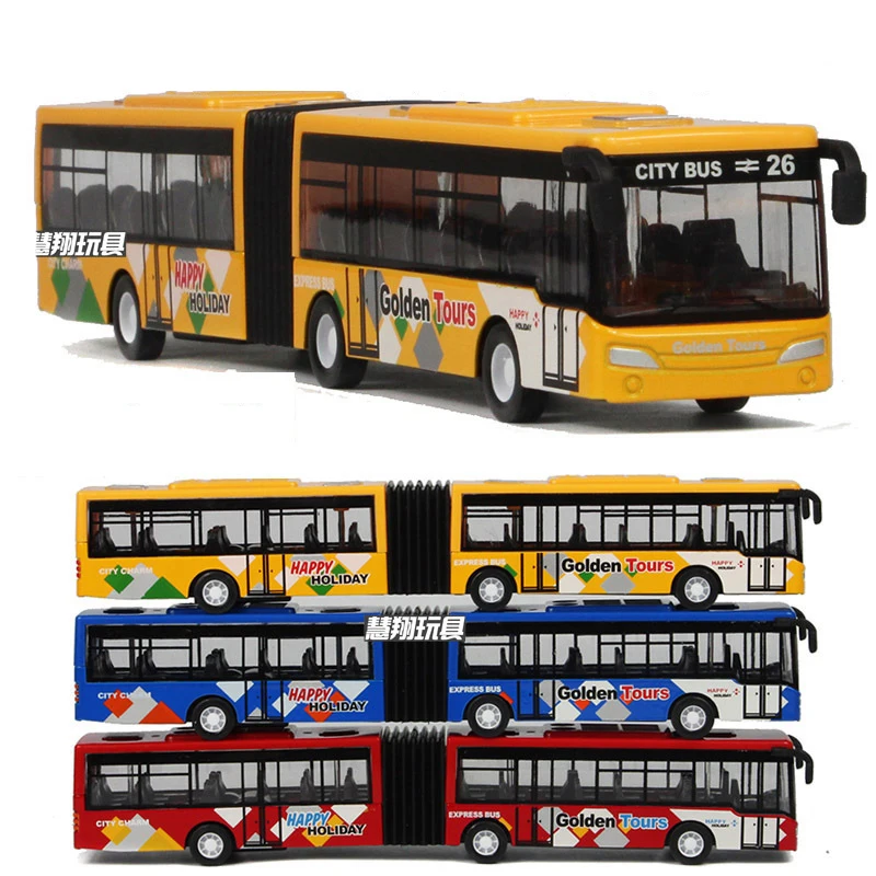 

Medium Size Dazzling Cool City Bus Alloy Model Toy Double Segment Lengthened Pull Back Light Music Bus Toy Car Toys for Children