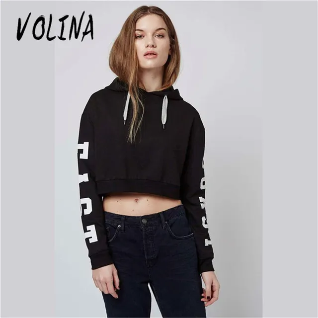 VOLINA moda Hoodies cortos Sexy sudadera para mujeres crop