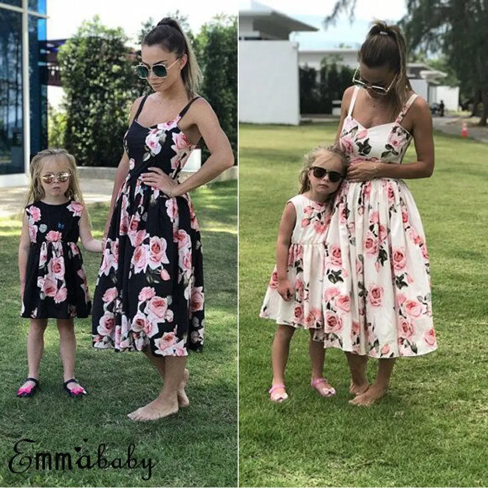 

Mother Daughter Boho Floral Long Maxi Dress Family Matching Dress Sundress