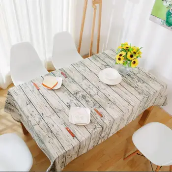 

9 Sizes Vintage European Table Cloth Cotton Linen Rectangular Tablecloth Wooden Grain Decorative Bar Restaurant Table Cover