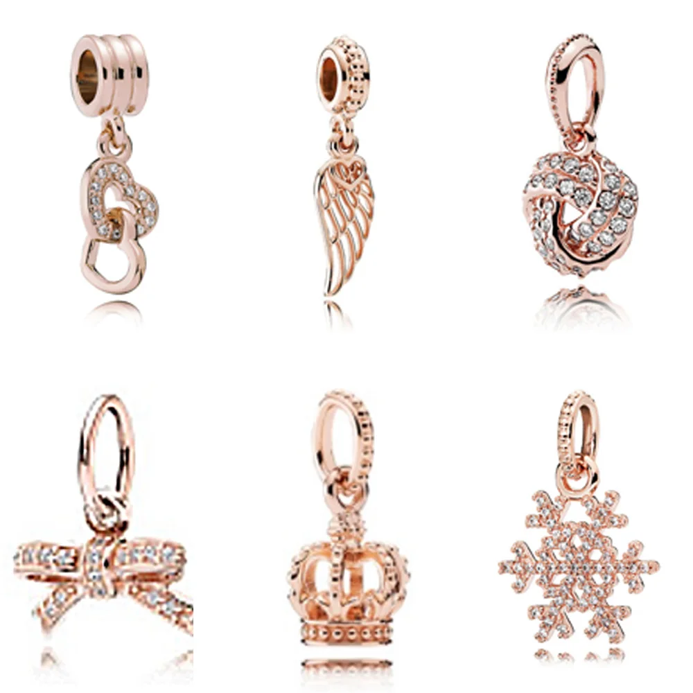 

2017 925 Sterling Silver Fit Original Pendant Charm Bracelets Gilded Rose Gold color Authentic Beads Women DIY Fashion Jewelry