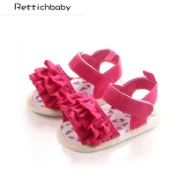 Сандалии для маленьких девочек; обувь с цветочным рисунком для младенцев; нескользящая обувь с мягкой подошвой; розовый цвет