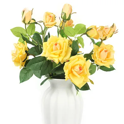 Экстра10% скидка/10 шт) 5or10PCS(2 цветка+ 1 бутон)/PC большой дом/Свадьба/Вечерние/украшение невесты искусственный Голубь из латекса Настоящее прикосновение цветок розы - Цвет: 5champagne