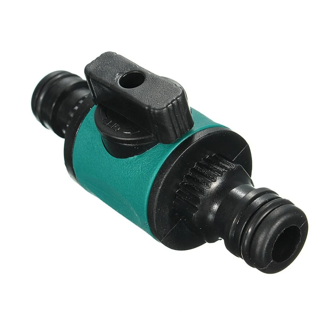 1/2" 2-Way Connector Shut-off Garden Hose Water Pipe with Quick ABS Green Nonslip Outdoor Garden Valve