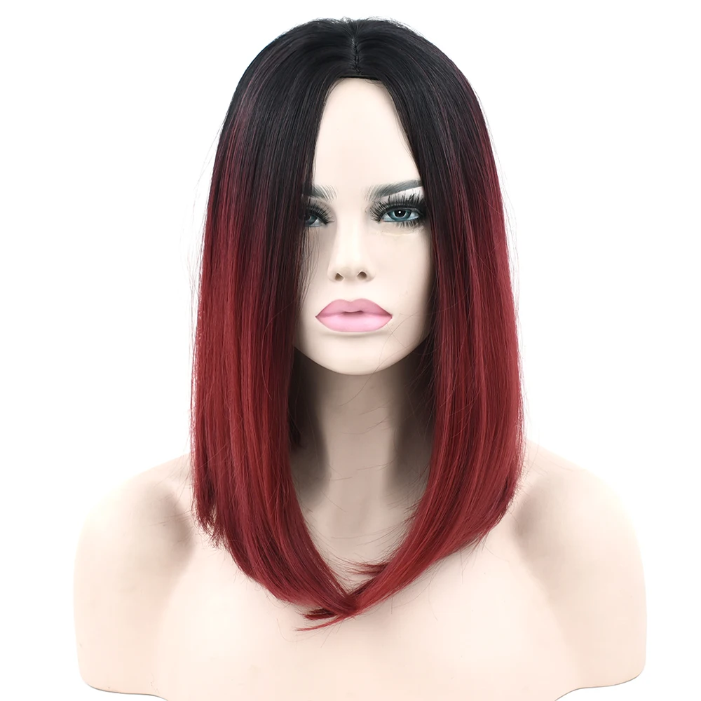 Soowee 11 цветов черный до розовый Омбре волосы прямые боб парики синтетические волосы короткие вечерние косплей парик для женщин
