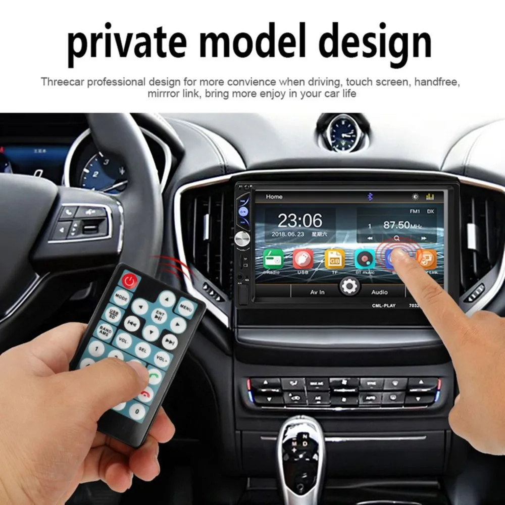 

7 Inch Display 2 Din Car DVD MP5 Player FM Radio Multi-Media Player Touch Screen Bluetooth Car Rear View Camera