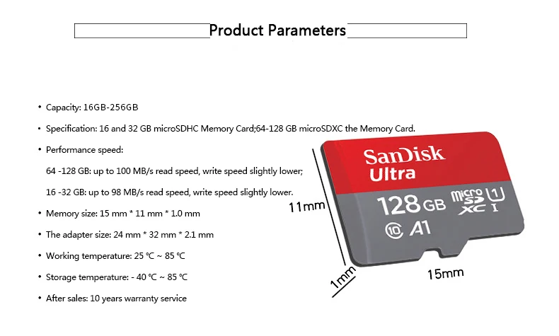 Двойной Флеш-накопитель SanDisk карты памяти 16 Гб оперативной памяти, 32 Гб встроенной памяти, 64 ГБ 128 100 МБ/с. UHS-I TF микро-sd карты Class10 ультра SDHC/SDXC карты флэш-памяти