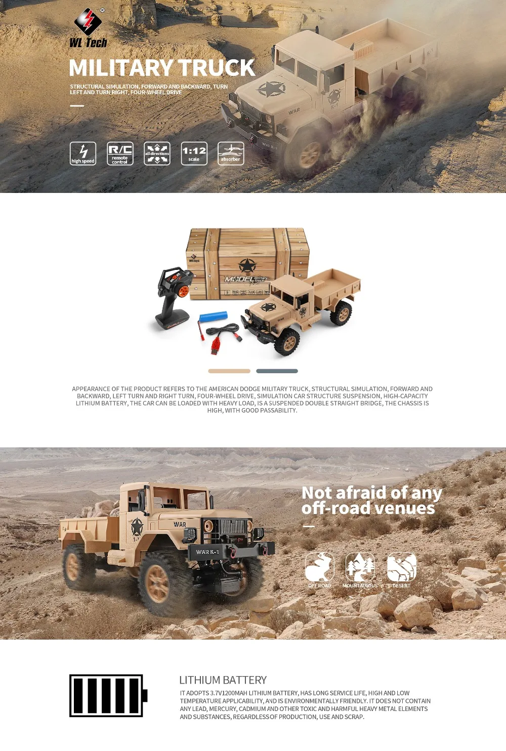 Новости прибытие 124301 WLtoys 2,4 г RC автомобилей 1:12 военный грузовик 4WD удаленного Управление автомобиля армейский грузовик электрические игрушки для мальчиков подарки