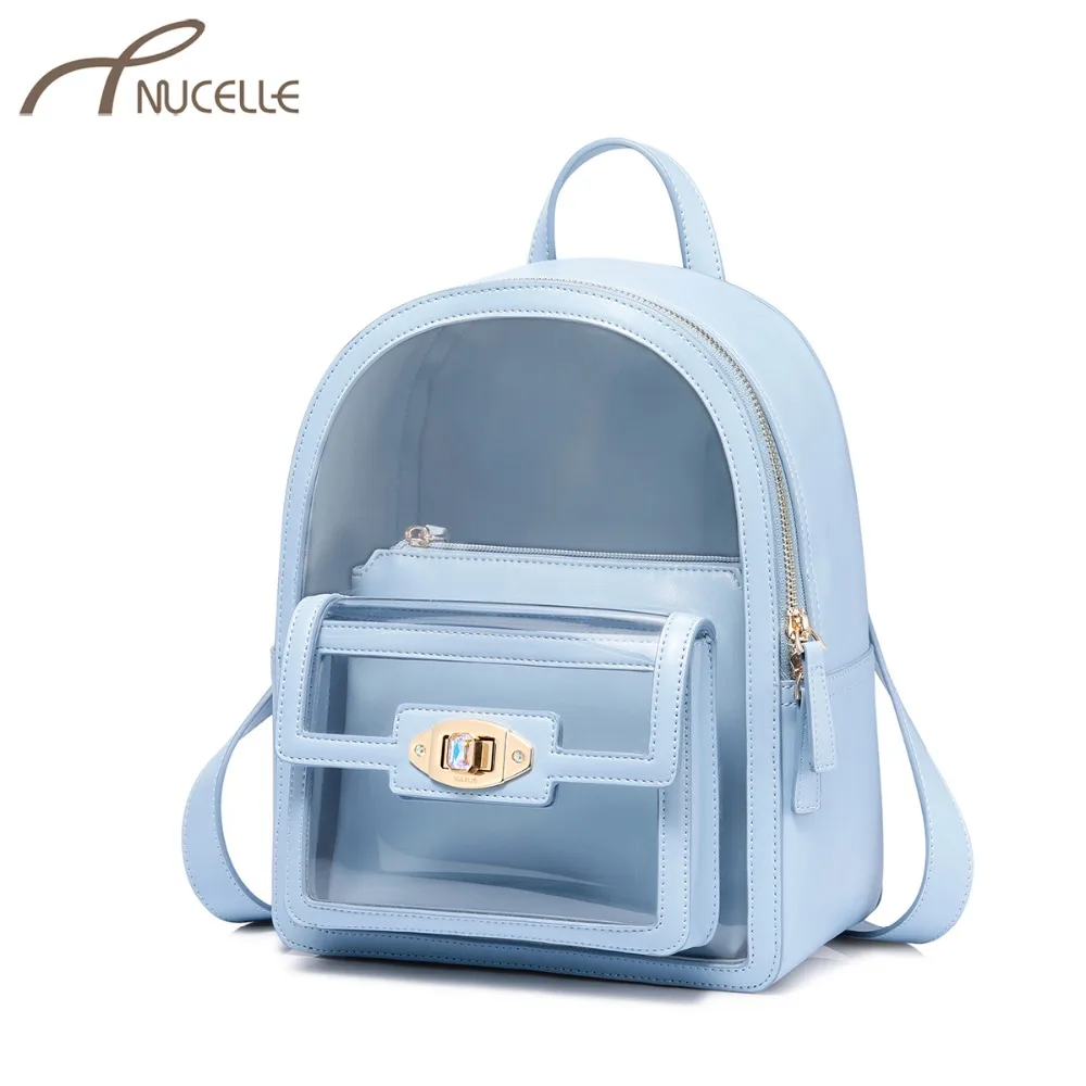 

NUCELLE Women's TPU Summer Backpack Ladies Fashion Transparent Jelly Shoulder Bags Female Elegant All-match Travel Backpack