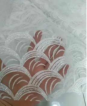 

Fan-shaped sequins French mesh gauze Nigeria lace 0501 African lace fashion fabric clothing sewing mesh fabric