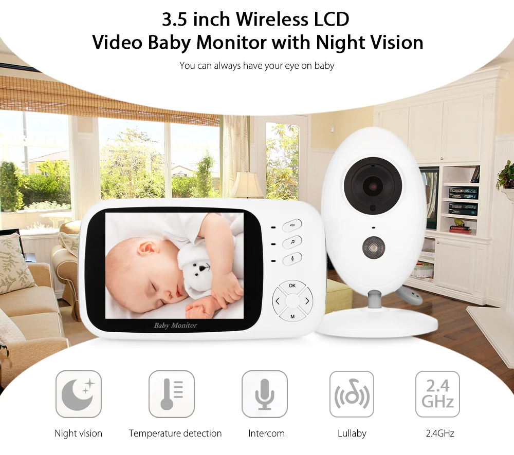 ЖК-дисплей экран 2,4 ГГц аудио-видео приемник беспроводной цифровой видео детский спальный монитор ночного видения датчик температуры