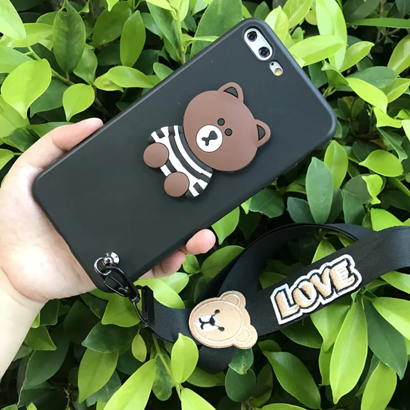 Aoweziic Cartoon Bear 7 8plus mobile phone shell For iphone X XS MAX XR silica gel full package anti fall 6S personality lanyard Aoweziic Cartoon Bear 7 8plus mobile phone shell For iphone X XS MAX XR silica gel full package anti fall 6S personality lanyard