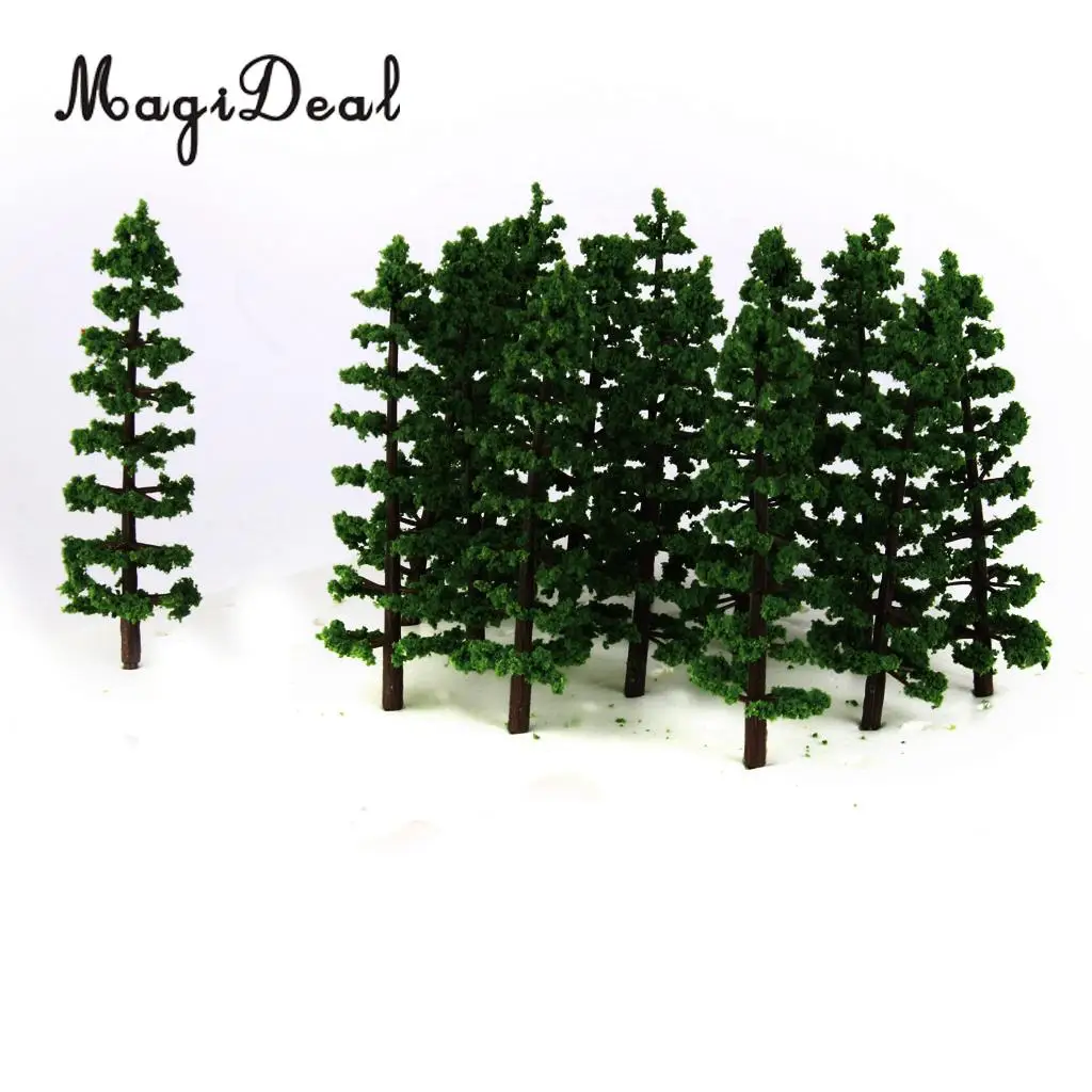 Pack of 20 Plastic 1:100 Scale Fir Tree Model Train Park Garden Yard Village Scenery Landscape HO Dark Green