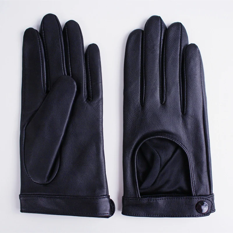 Women'S Touch Screen Leather Gloves Sheepskin Locomotive Showing The Back Of The Hand Brown Short Dark Button Silky Nylon Lining Women'S Touch Screen Leather Gloves Sheepskin Locomotive Showing The Back Of The Hand Brown Short Dark Button Silky Nylon Lining