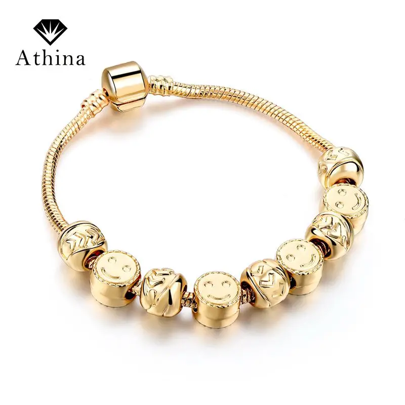 

Fashion Gold Bracelets For Women Beads Brazalete Mujer Friendship Bracelets Bangles Charm Jewelry SBR160239